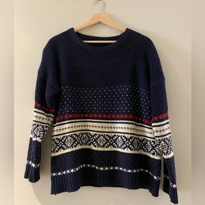 Waffle knit fair isle sweater